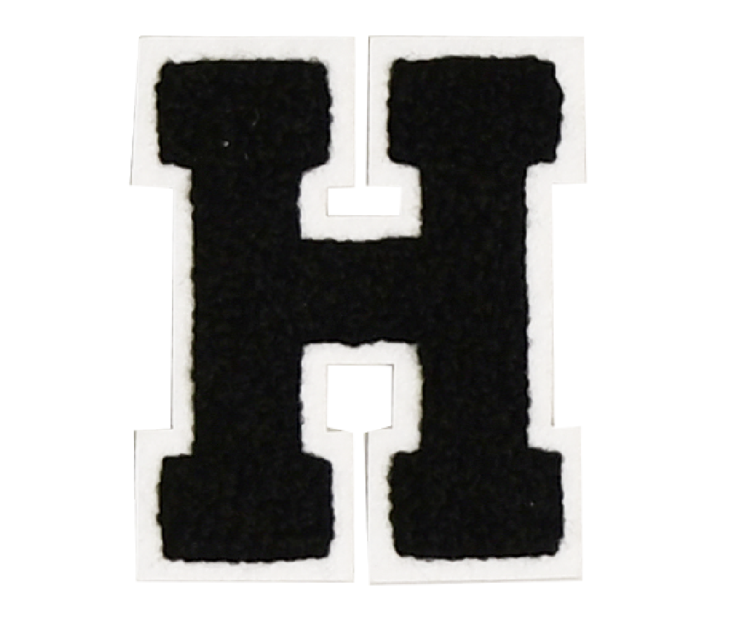 Iron-On Alphabet Patch - Black with White Border