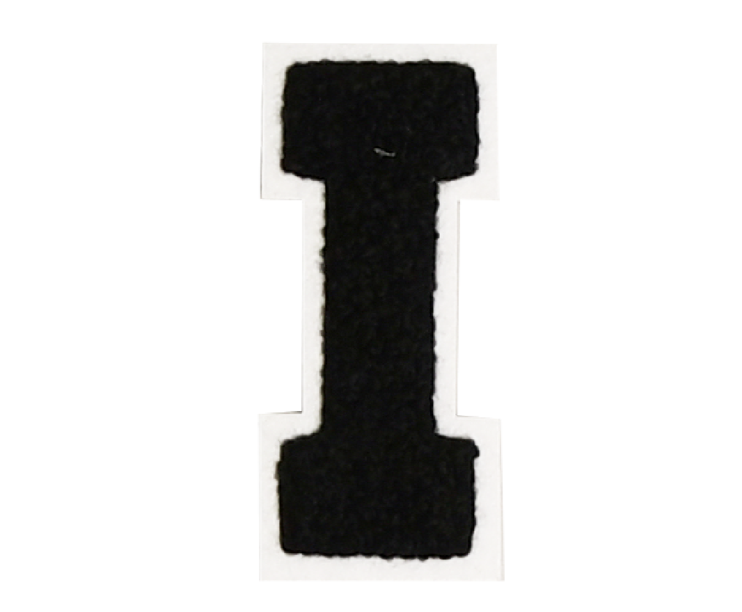 Iron-On Alphabet Patch - Black with White Border