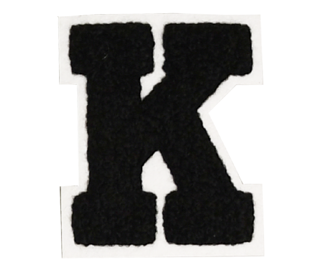 Iron-On Alphabet Patch - Black with White Border