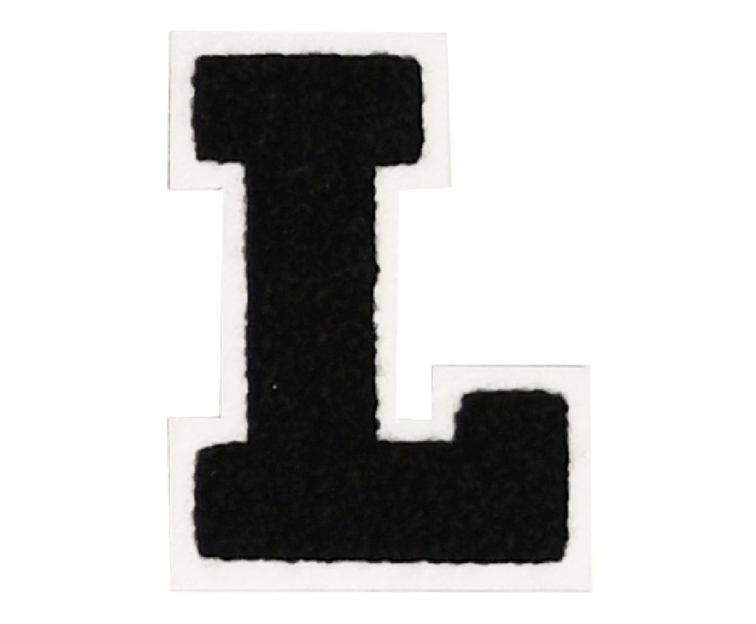 Iron-On Alphabet Patch - Black with White Border