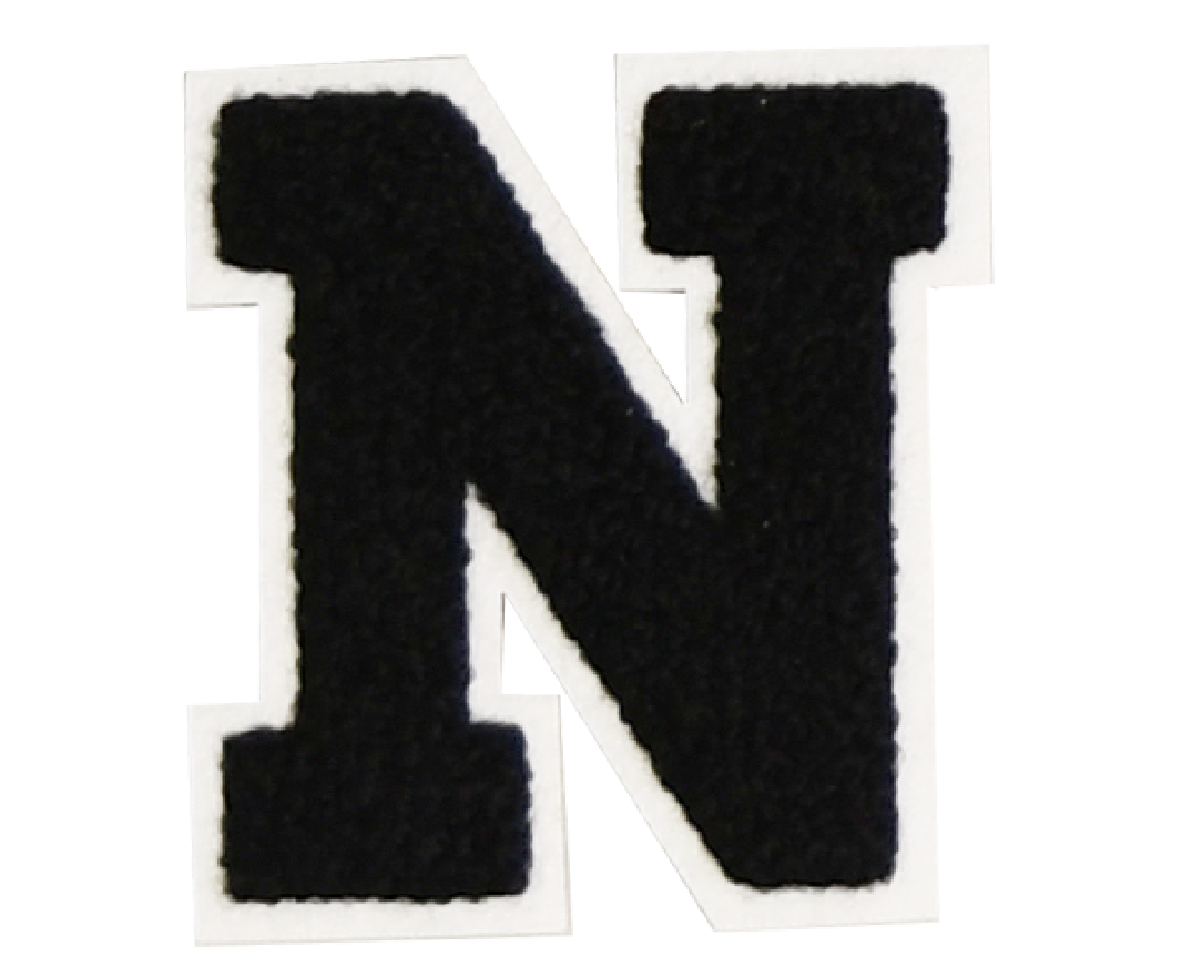 Iron-On Alphabet Patch - Black with White Border