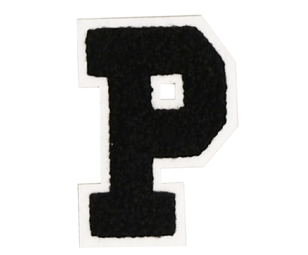 Iron-On Alphabet Patch - Black with White Border
