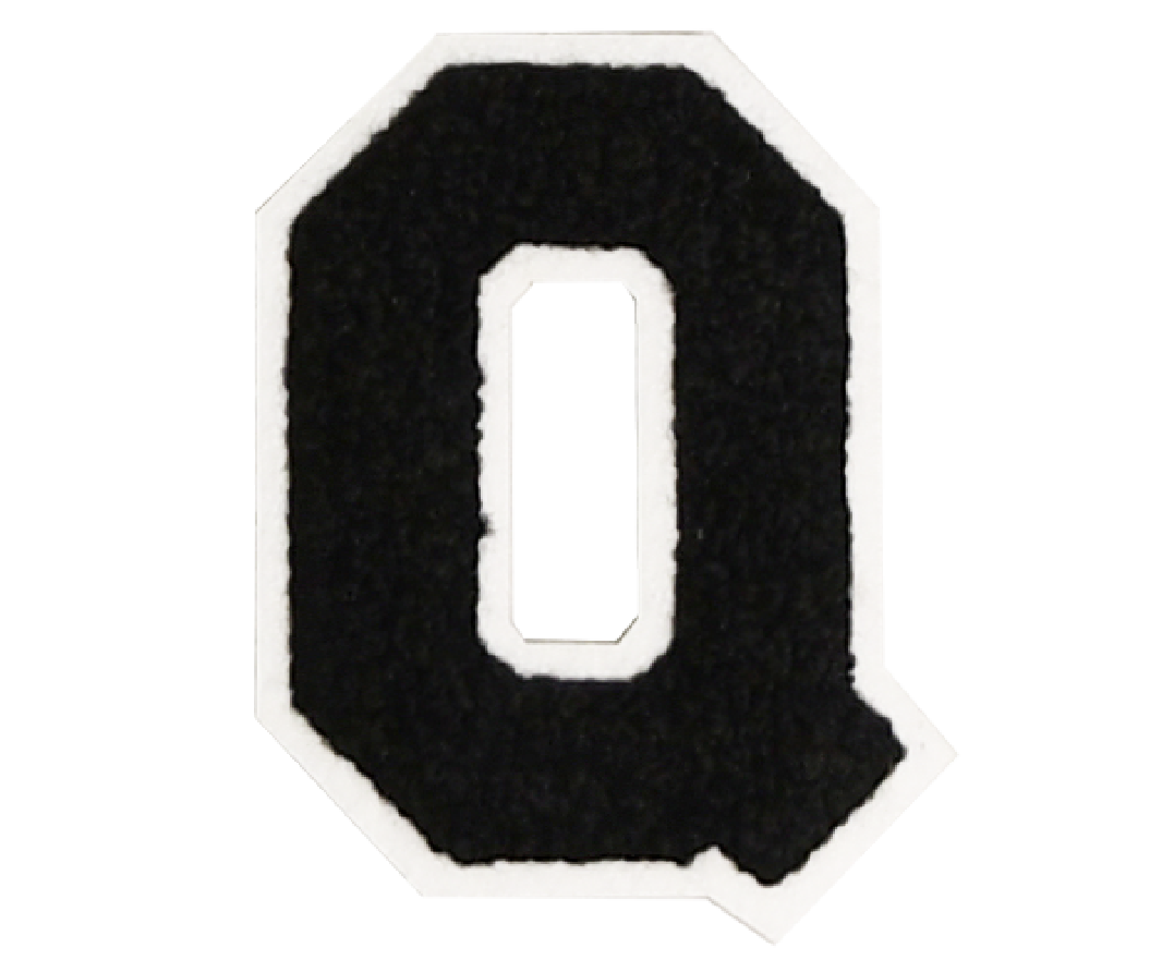 Iron-On Alphabet Patch - Black with White Border