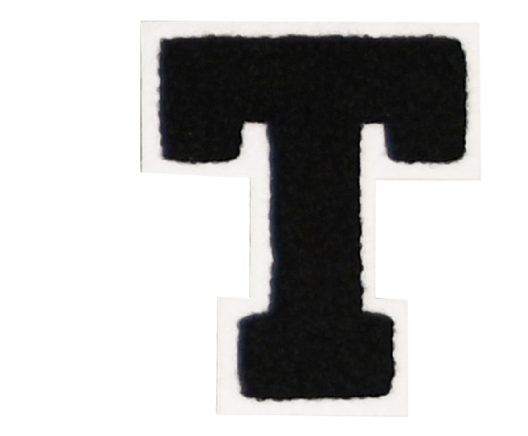 Iron-On Alphabet Patch - Black with White Border