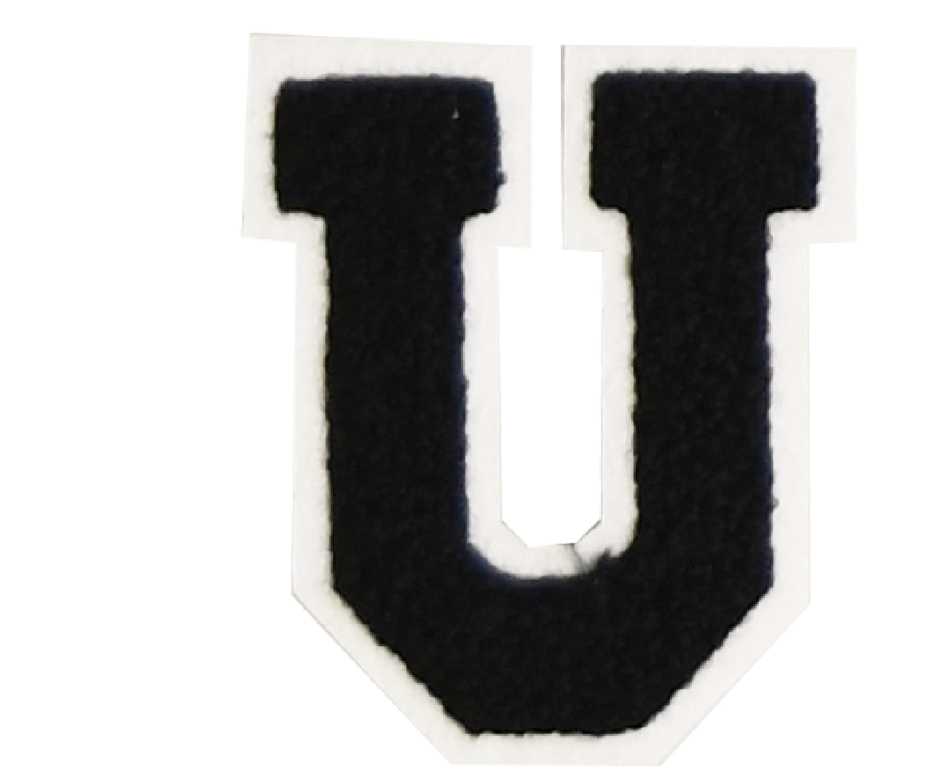 Iron-On Alphabet Patch - Black with White Border