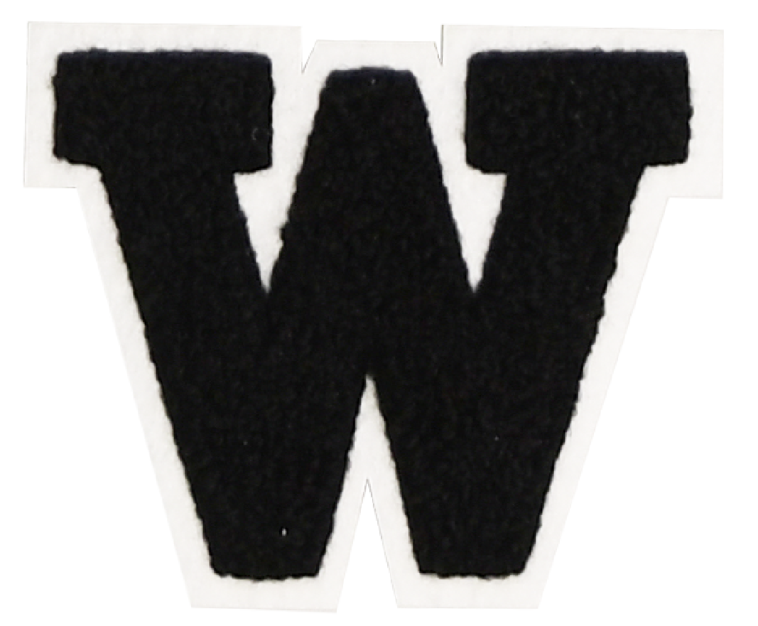 Iron-On Alphabet Patch - Black with White Border