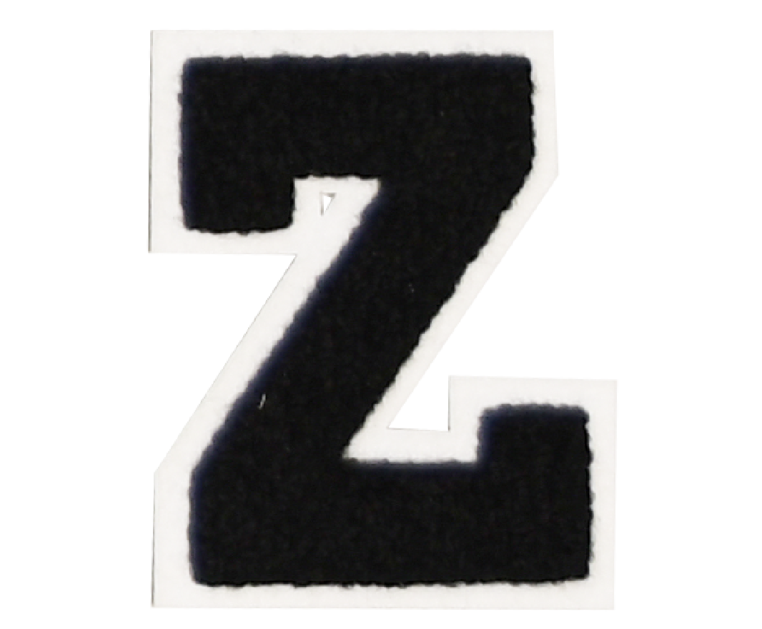 Iron-On Alphabet Patch - Black with White Border