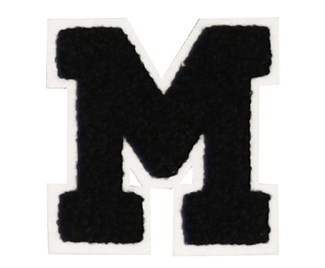 Iron-On Patch - Black with White Border (Letters)