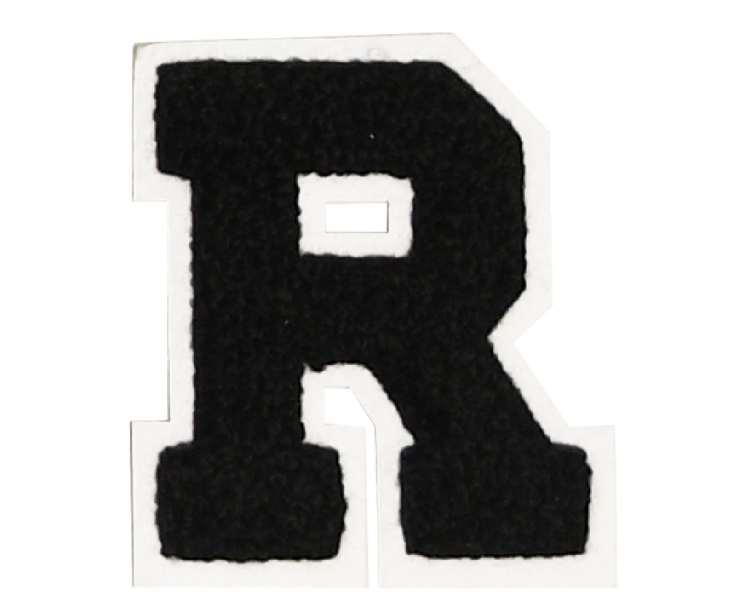 Iron-On Patch - Black with White Border (Letters)