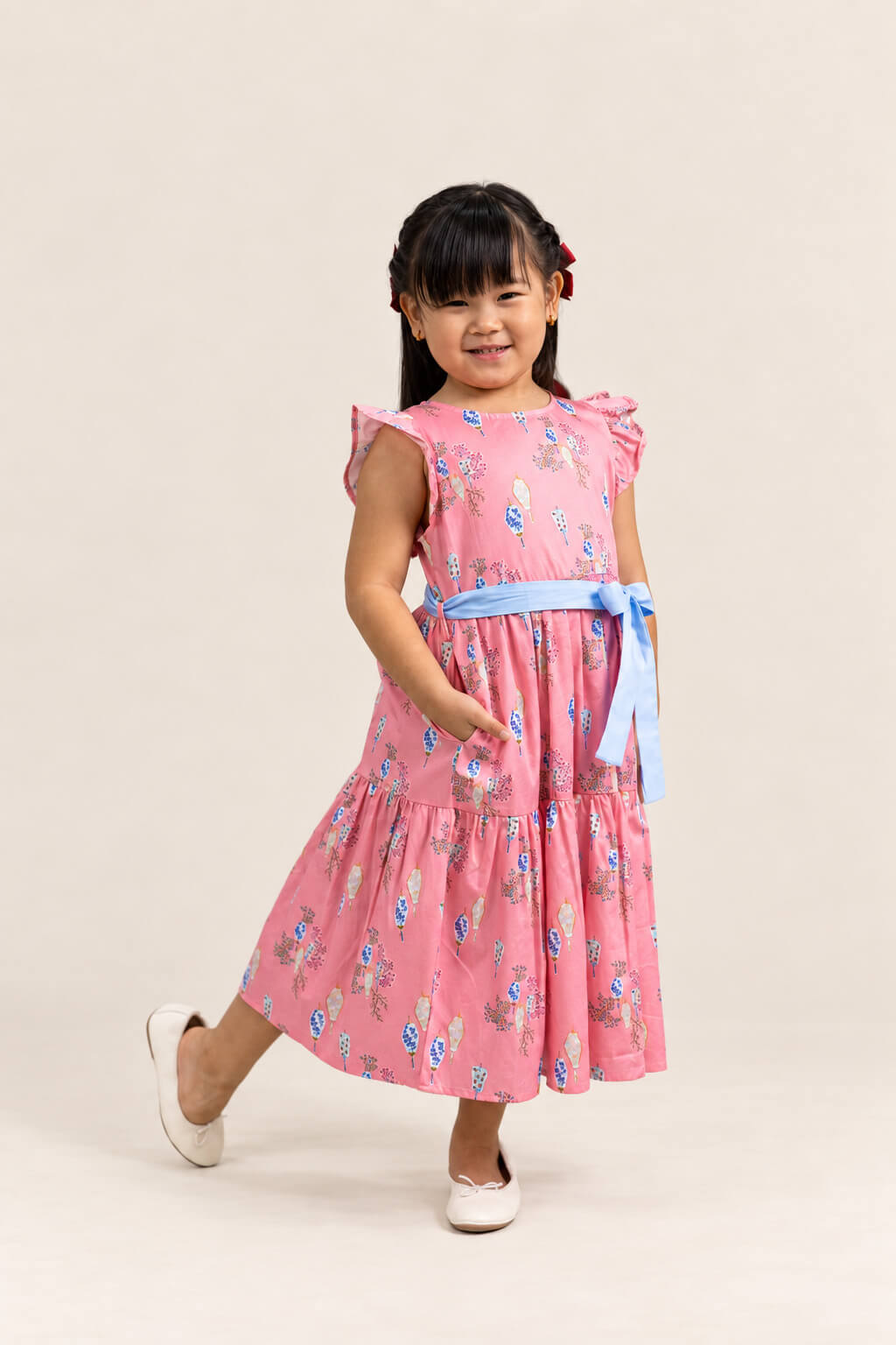 Blair Dress - Pink Floral Lanterns