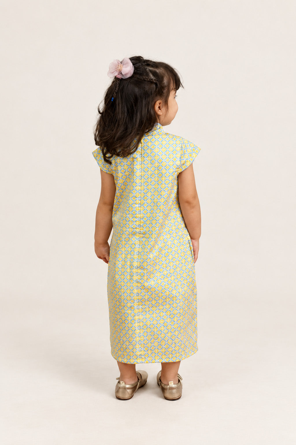 Cheongsam - Yellow Blue Mosaic back