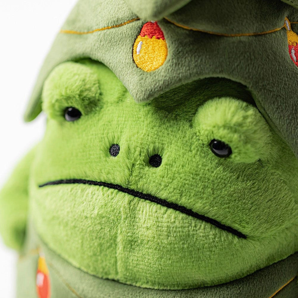 Jellycat Christmas Tree Ricky Rain Frog close up