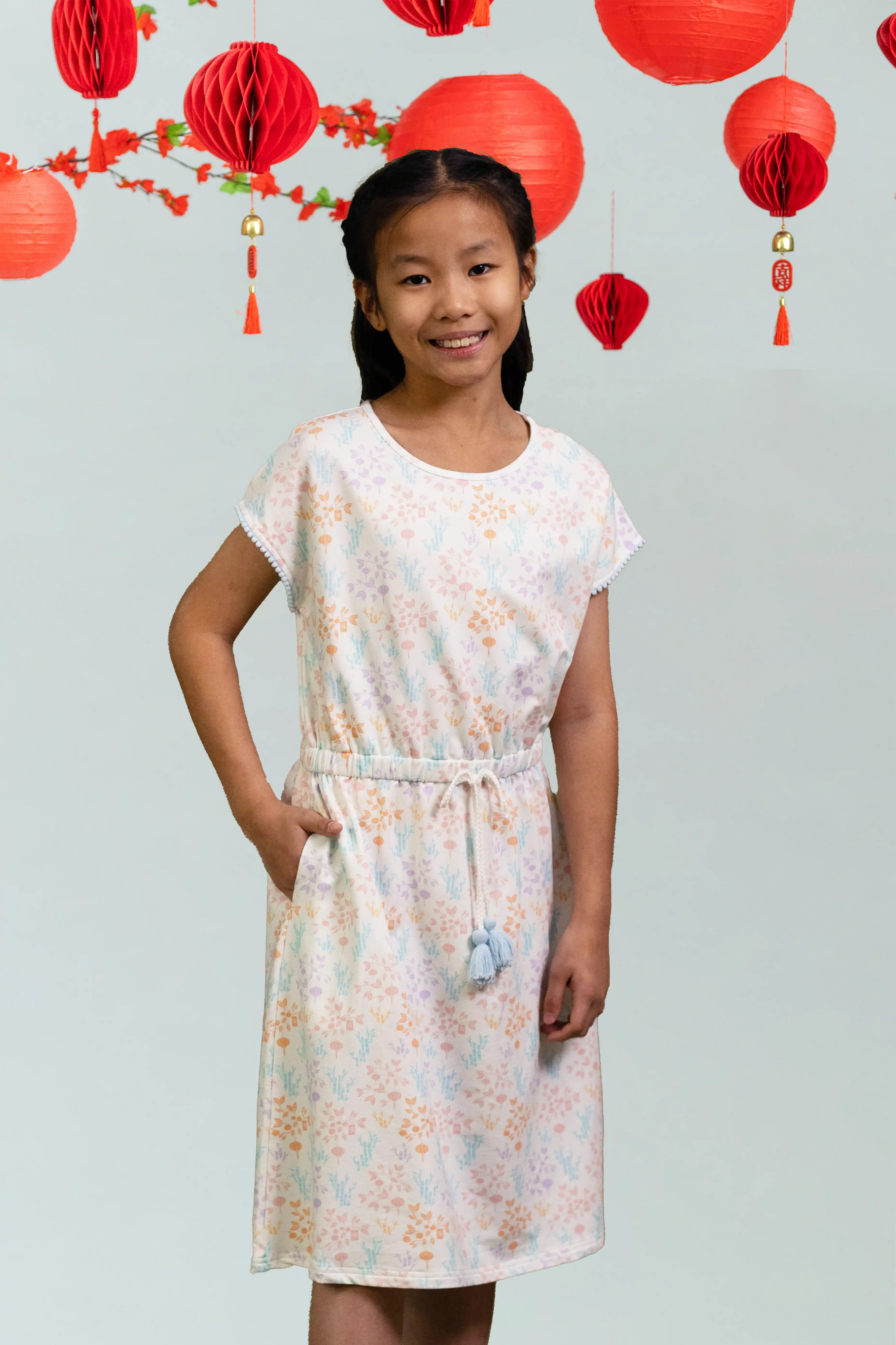 Hayley Dress - Cream Floral Bamboo