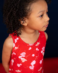 Sleeveless Dress - Red Blossom Lily