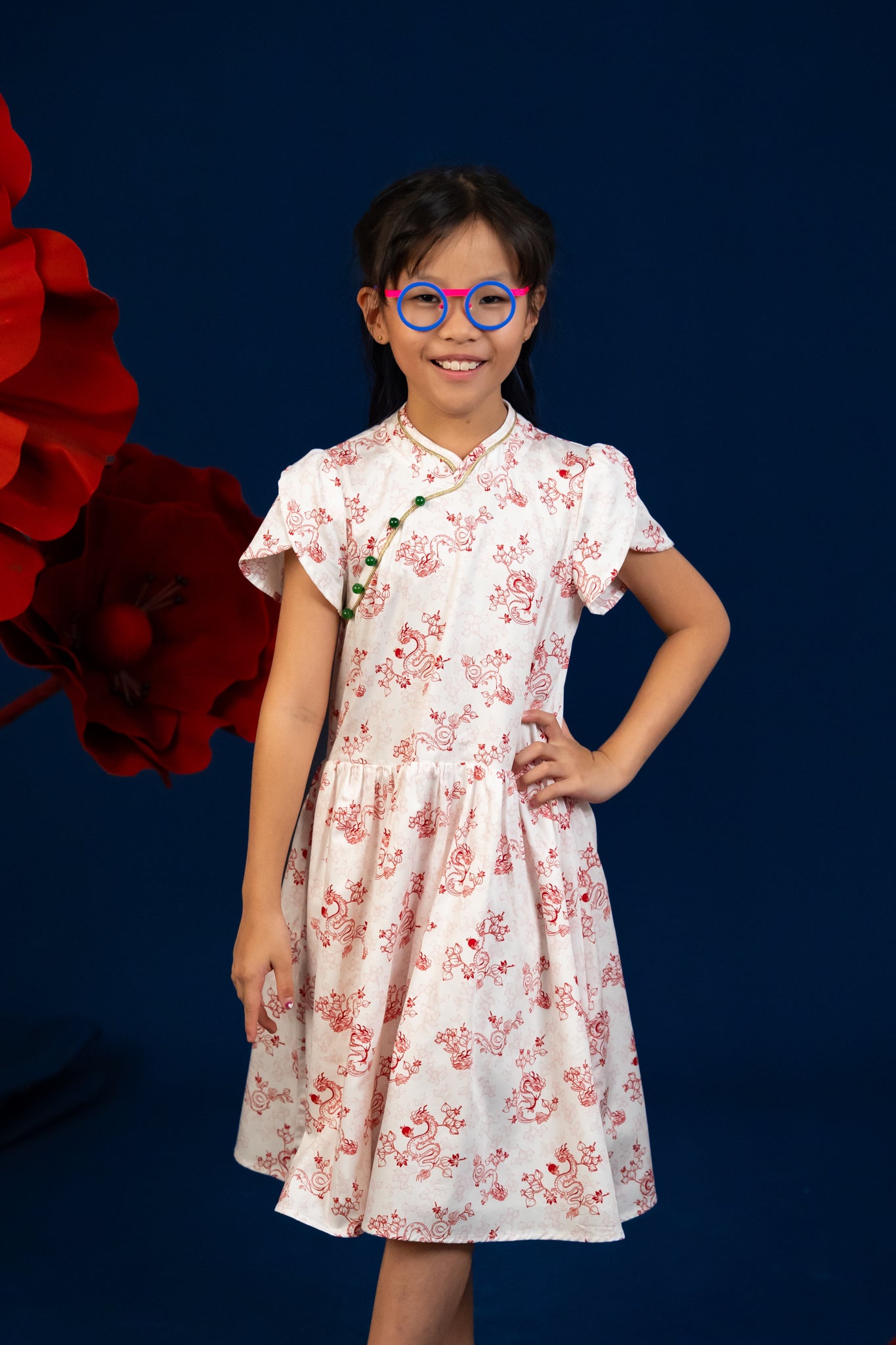 Carol Cheongsam White Dragon Pearl