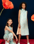 Wrap Cheongsam - Teal Cranes