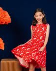 Jersey Luna Cheongsam - Red Blossom Lily