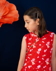 Jersey Luna Cheongsam - Red Blossom Lily