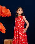 Jersey Luna Cheongsam - Red Blossom Lily