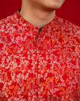 Men's Mandarin-collared Shirt -  Red Lanterns