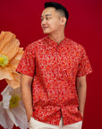 Men's Mandarin-collared Shirt -  Red Lanterns