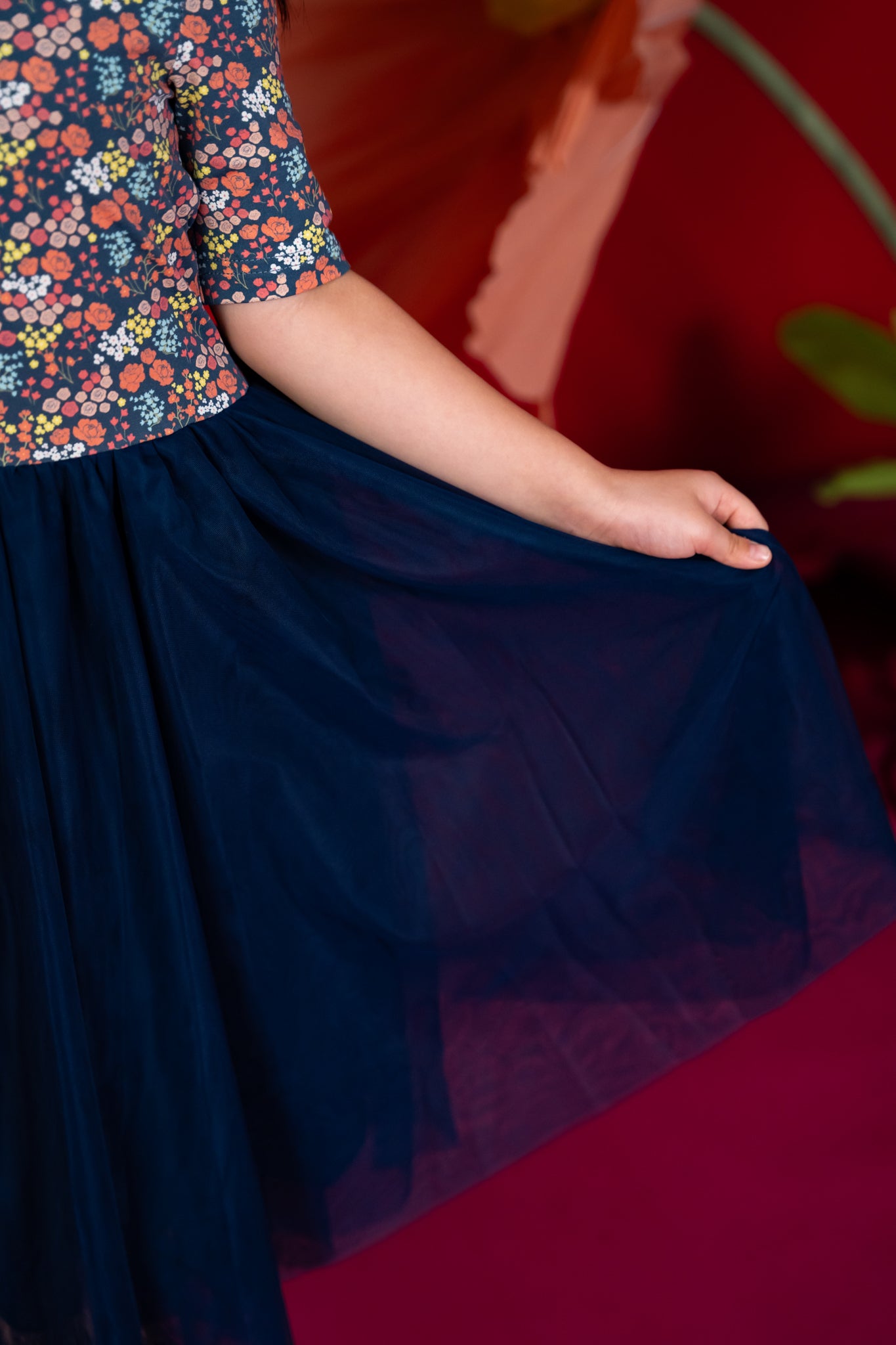 Lyla Dress - Navy Floral tulle skirt