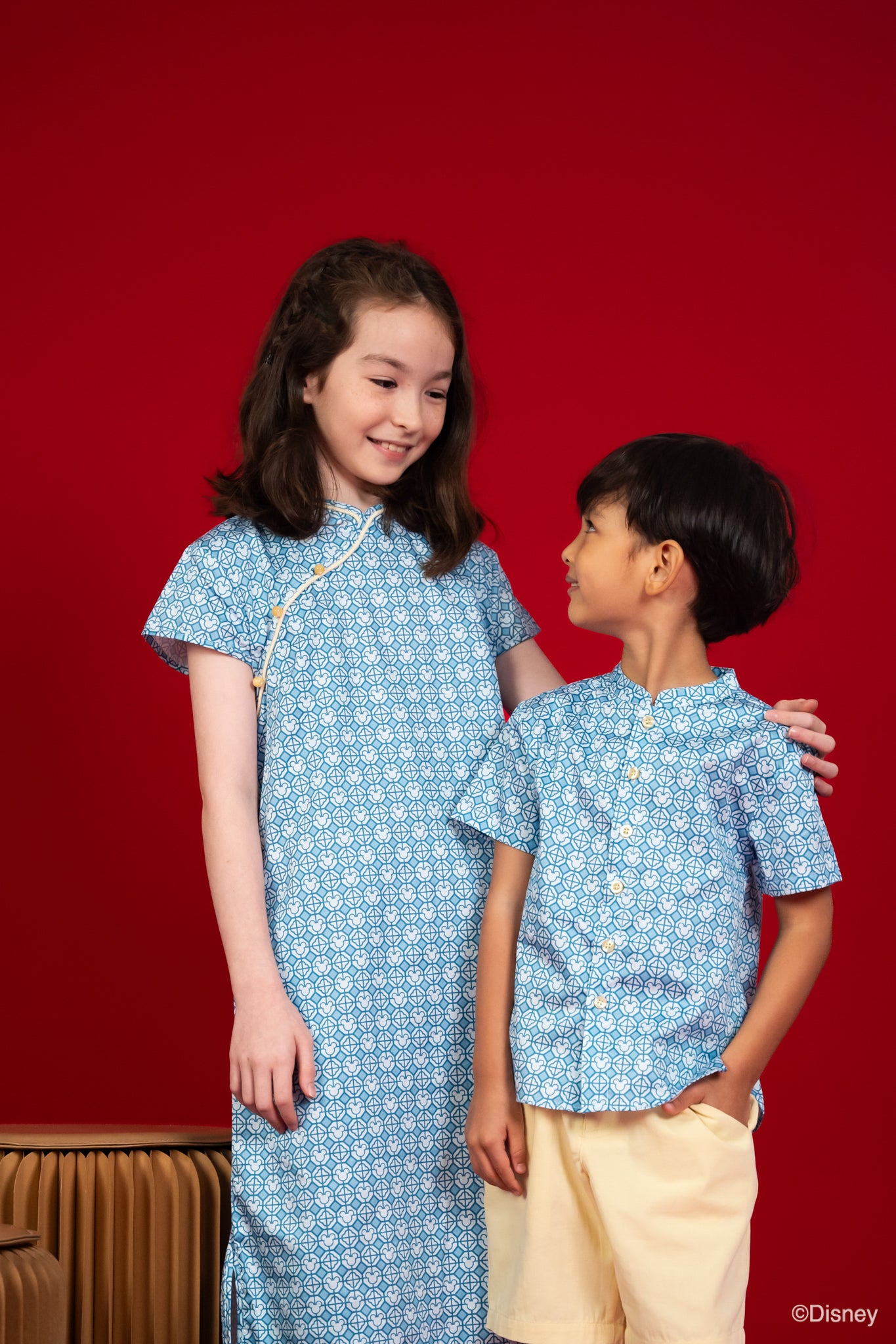 Cheongsam - Blue Mickey Tiles