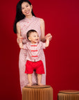 Ladies Peony Cheongsam - Pink Mickey Tiles