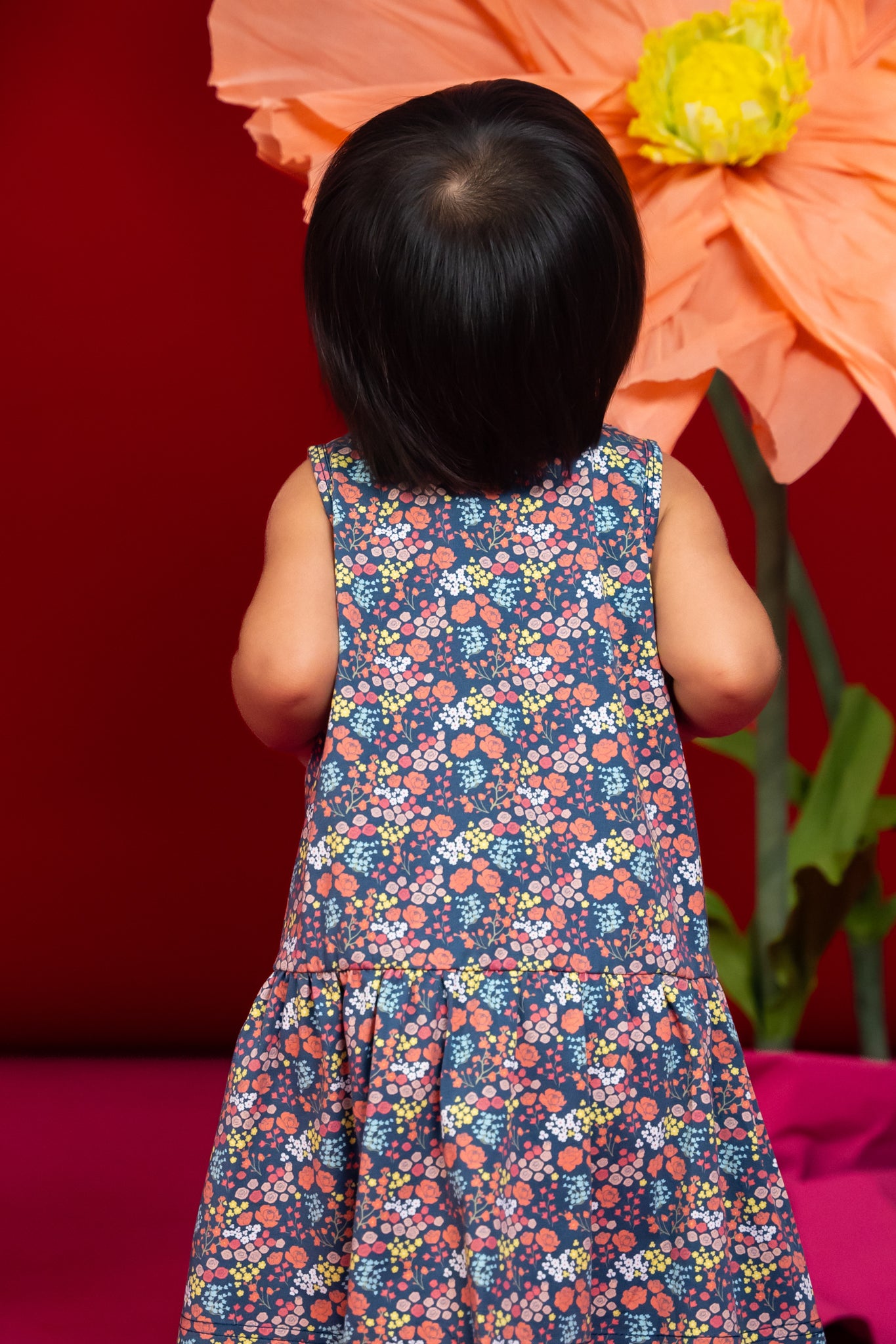 Sleeveless Dress - Navy Floral