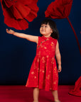 Jersey Luna Cheongsam - Red Dragon Pearl