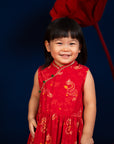 Jersey Luna Cheongsam - Red Dragon Pearl