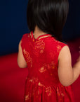 Jersey Luna Cheongsam - Red Dragon Pearl