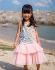 Girl in pink dress at the beach, DSC07572