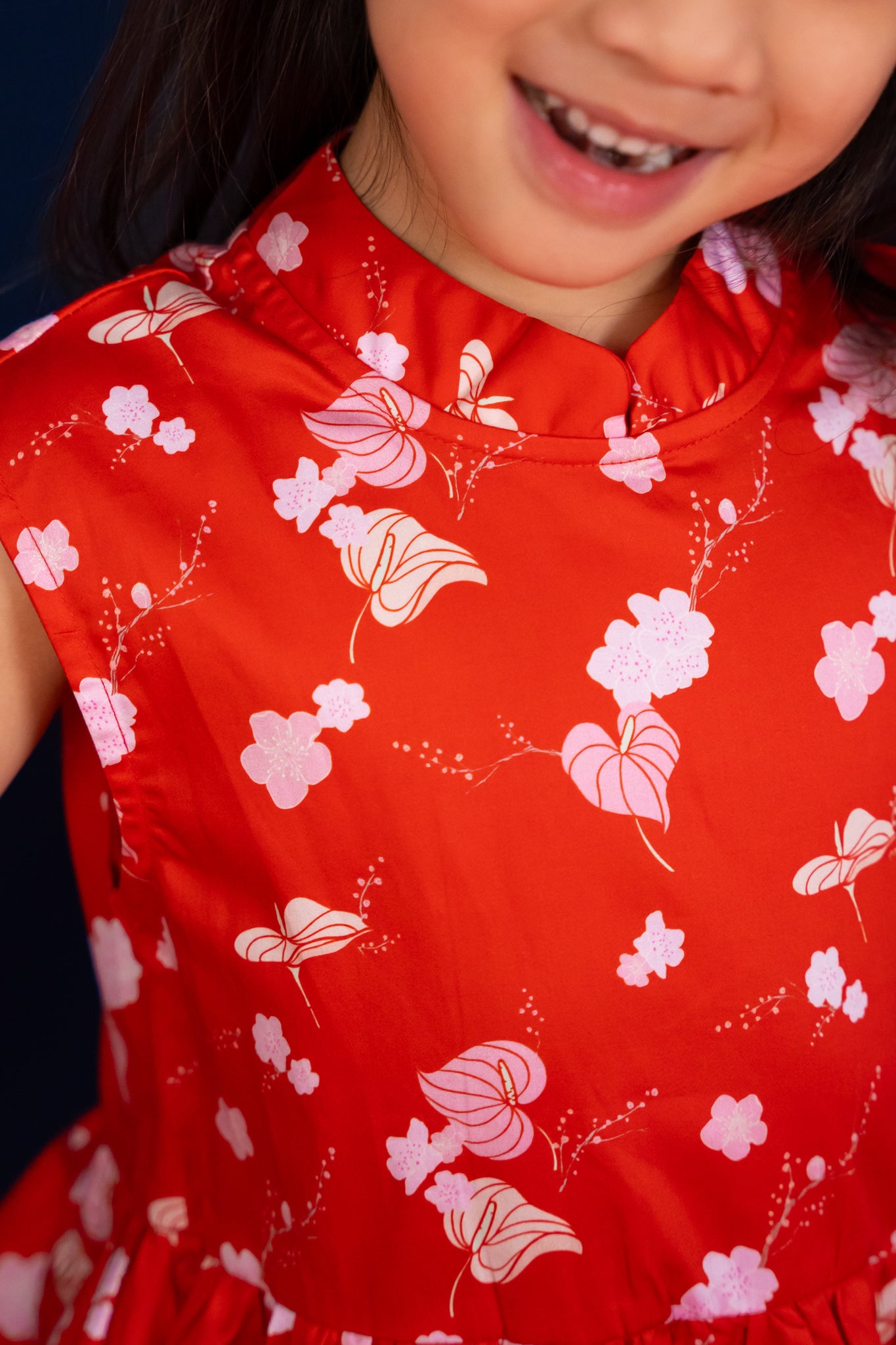 Twirly Cheongsam - Red Blossom Lily