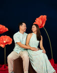 Ladies Halter Dress - Teal Cranes