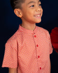 Mandarin-collared Shirt - Red Dragon Balls