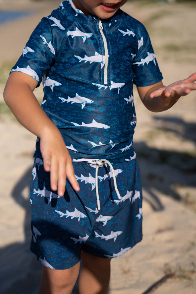 Short-Sleeve Rash Guard Sharks