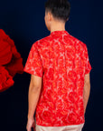 Men's Mandarin-collared Shirt -  Red Phoenix