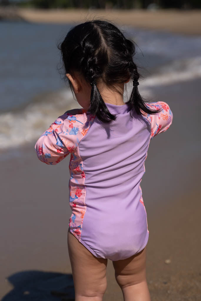 Girls Long-Sleeve Rash Swimsuit Narwhals The Elly Store