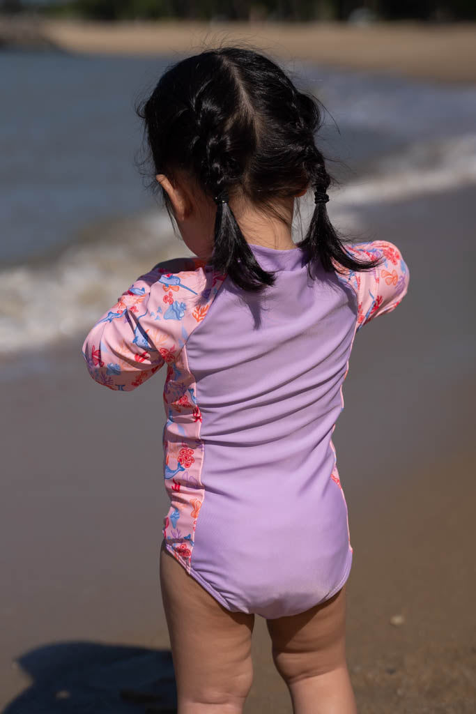 Girls Long-Sleeve Rash Swimsuit Narwhals