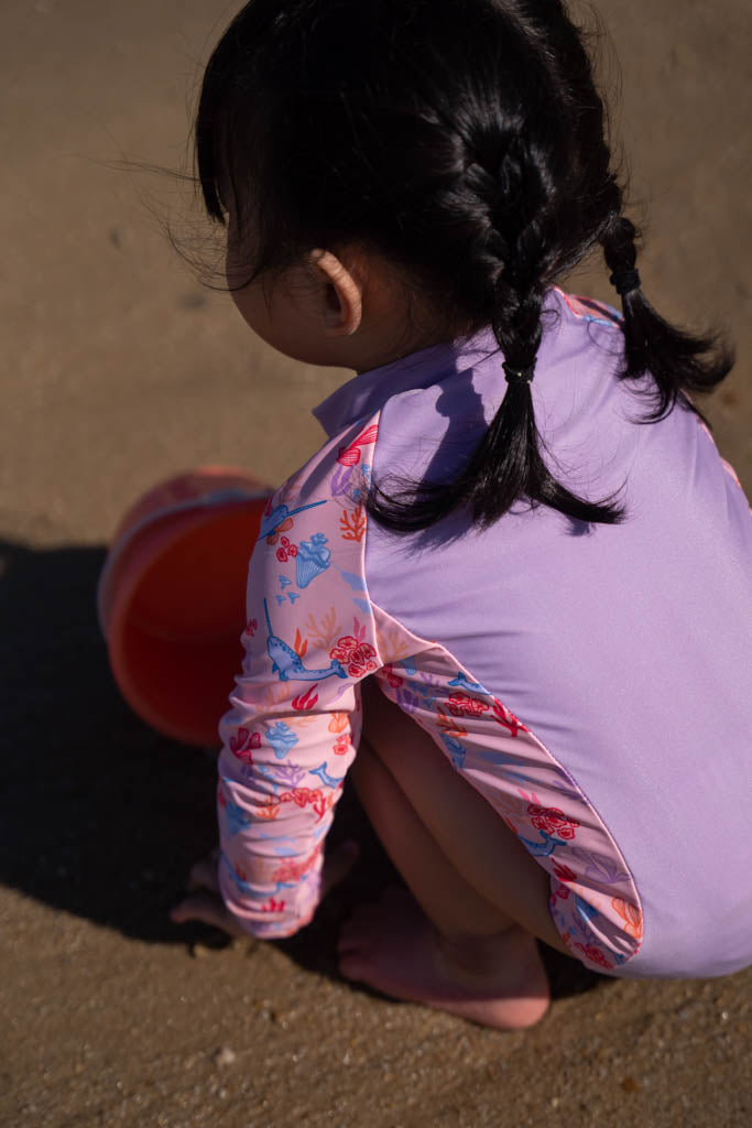 Girls Long-Sleeve Rash Swimsuit Narwhals