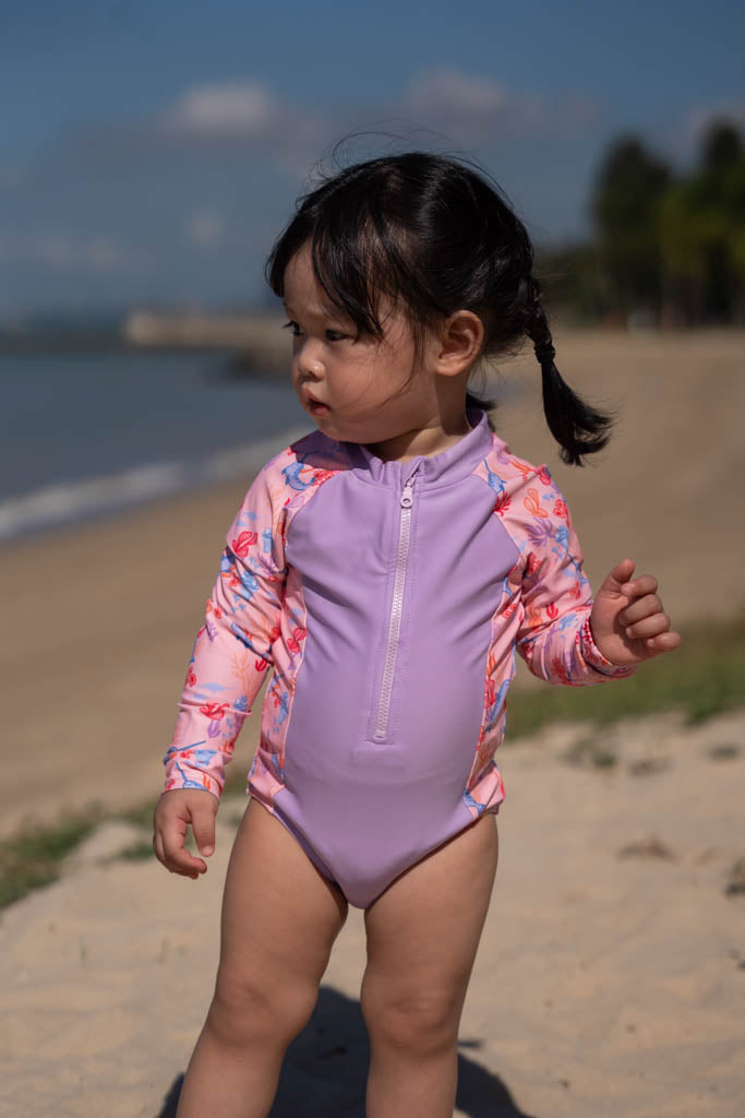 Girls Long-Sleeve Rash Swimsuit Narwhals