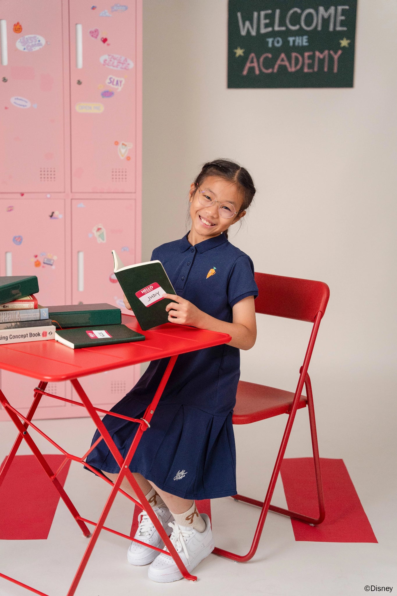 Pleated Polo Dress - Navy