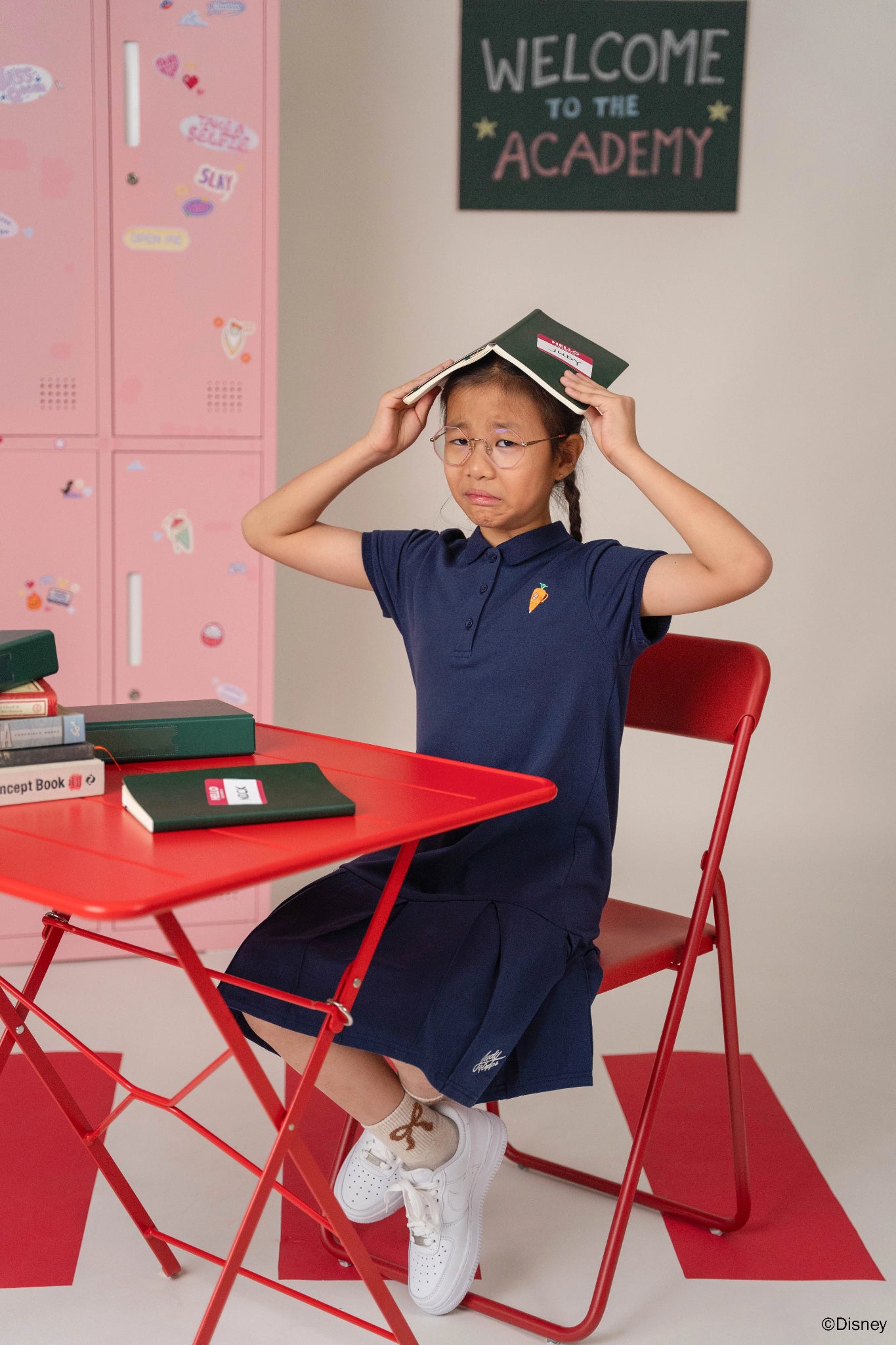 Pleated Polo Dress - Navy