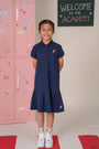 Pleated Polo Dress - Navy