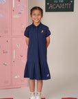 Pleated Polo Dress - Navy