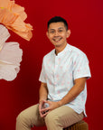 Men's Mandarin-collared Shirt -  Blue Blossom Lily
