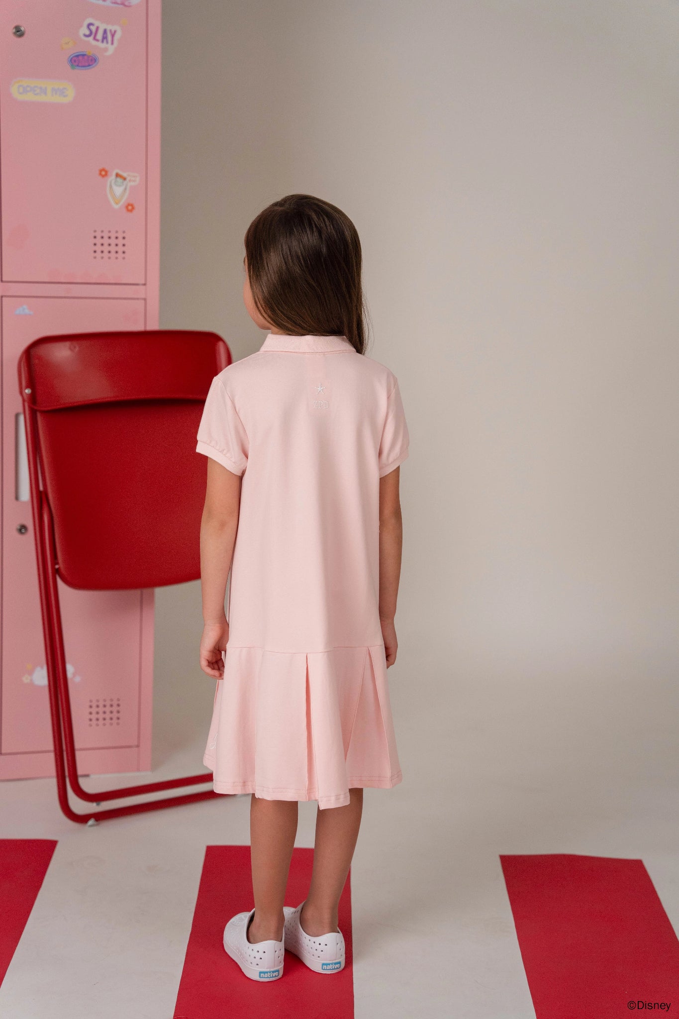 Pleated Polo Dress - Pink