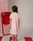 Pleated Polo Dress - Pink