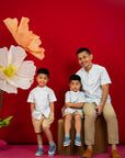 Men's Mandarin-collared Shirt - Blue Blossom Lily